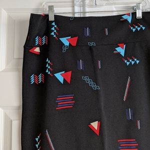 LLR Cassie pencil skirt: black and geometric shape